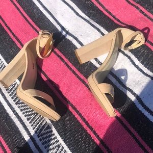 Beige Ankle Strap Open Toe Sexy Heels